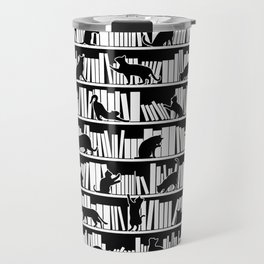 All I Need Is Books & Cats Bookish Book & Cat Lover Pattern Travel Mug