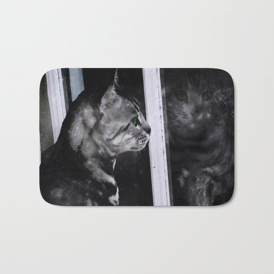 Cat Reflection And The Snapped Menace Bath Mat