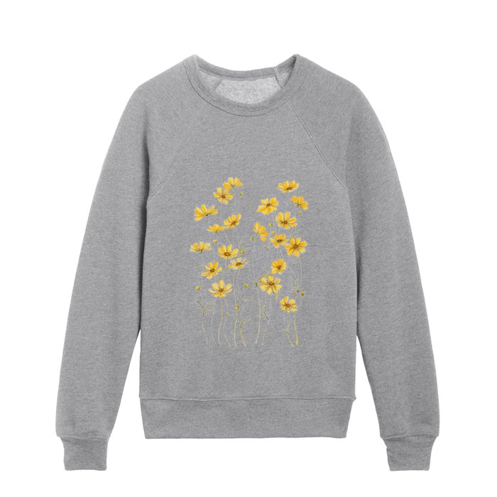 Yellow Cosmos Flowers Kids Crewneck