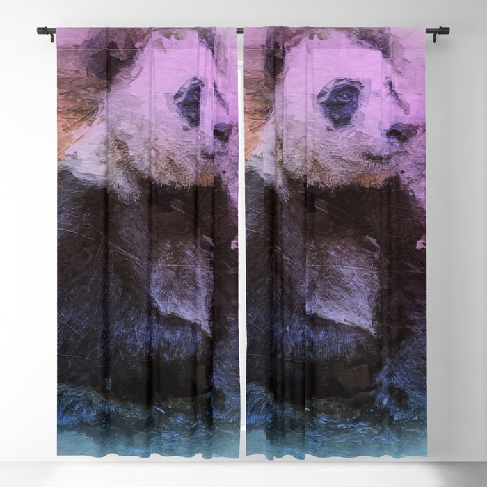 Watercolor Rainbow Panda Bear Blackout Curtain