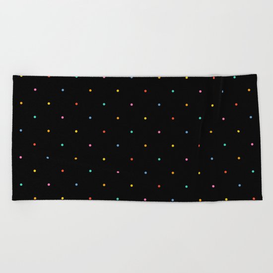 Happy Dots on Black Beach Towel