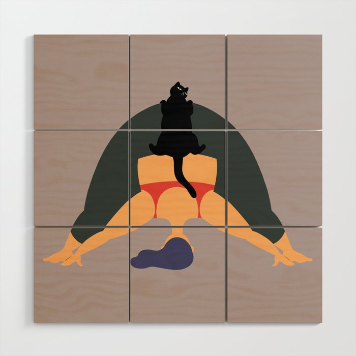 Yoga With Cat 17 Wood Wall Art