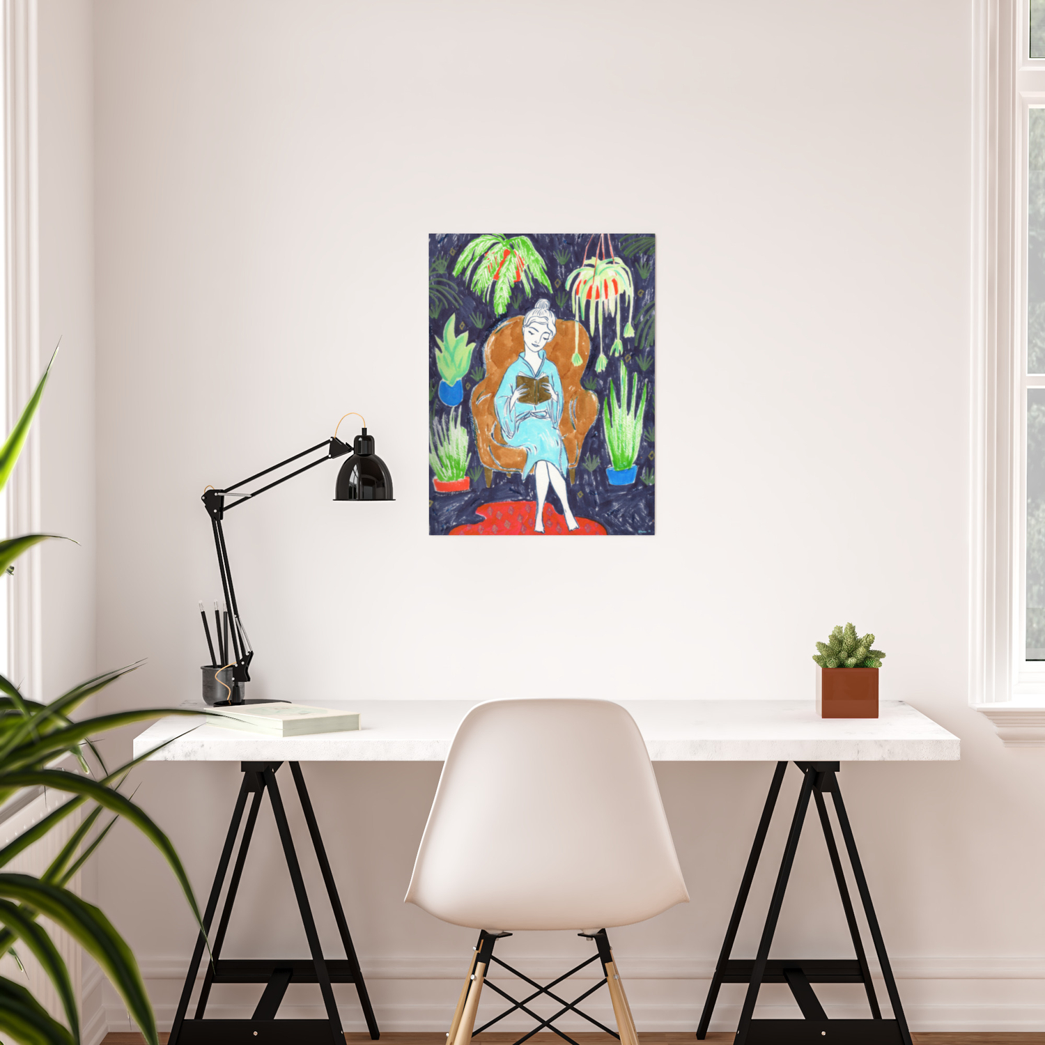 Jungle Reading Room Drawing By Amanda Laurel Atkins Poster By Amandalaurelatkins