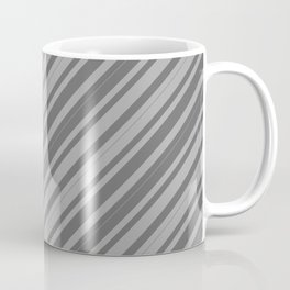 [ Thumbnail: Dark Grey and Dim Grey Colored Lined/Striped Pattern Coffee Mug ]