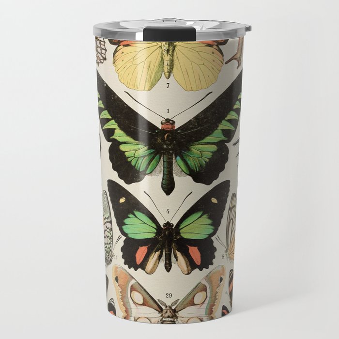 Papillon II Vintage French Butterfly Chart by Adolphe Millot Travel Mug