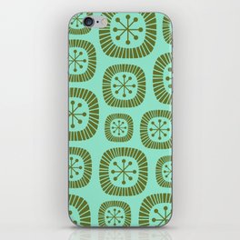 Mid-Century Modern Atomic Abstract Composition 242 Mint and Olive Green iPhone Skin