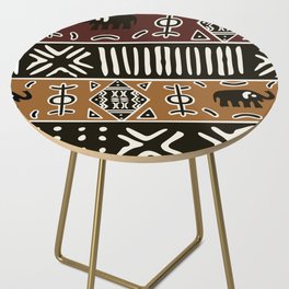 African mud cloth with elephants Side Table