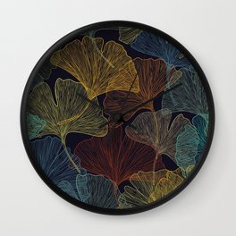 Ginko leaves silhouettes autumn print Wall Clock