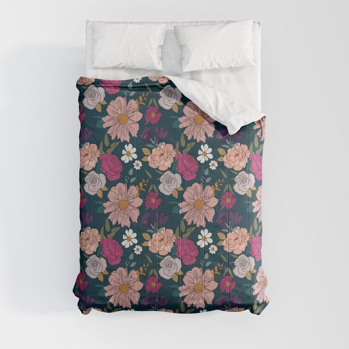 Jewel Tone Floral Comforter