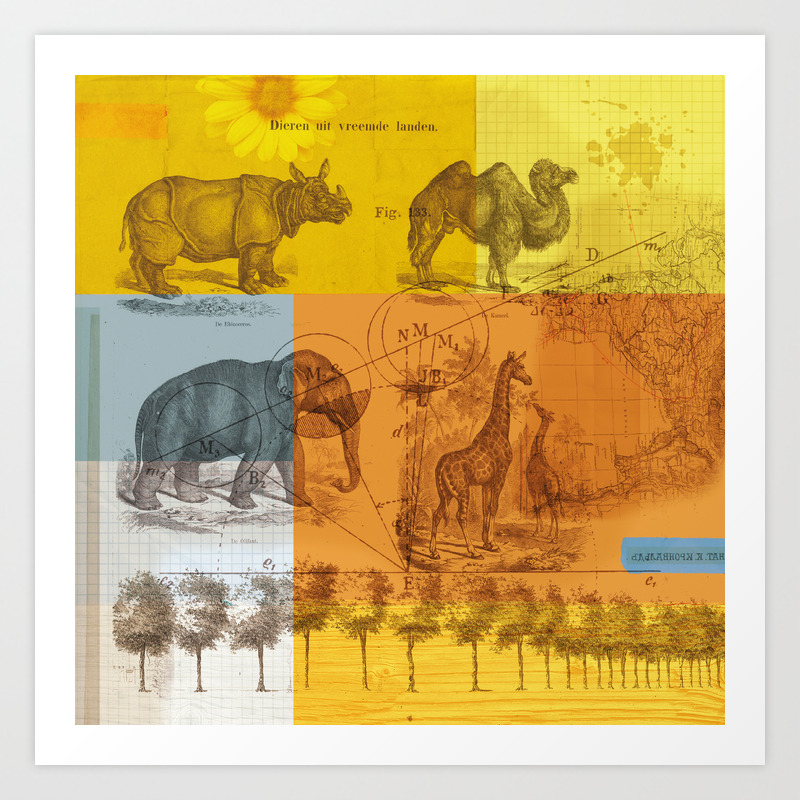 Wild animals collage Art Print by Hilde Reurink | Society6