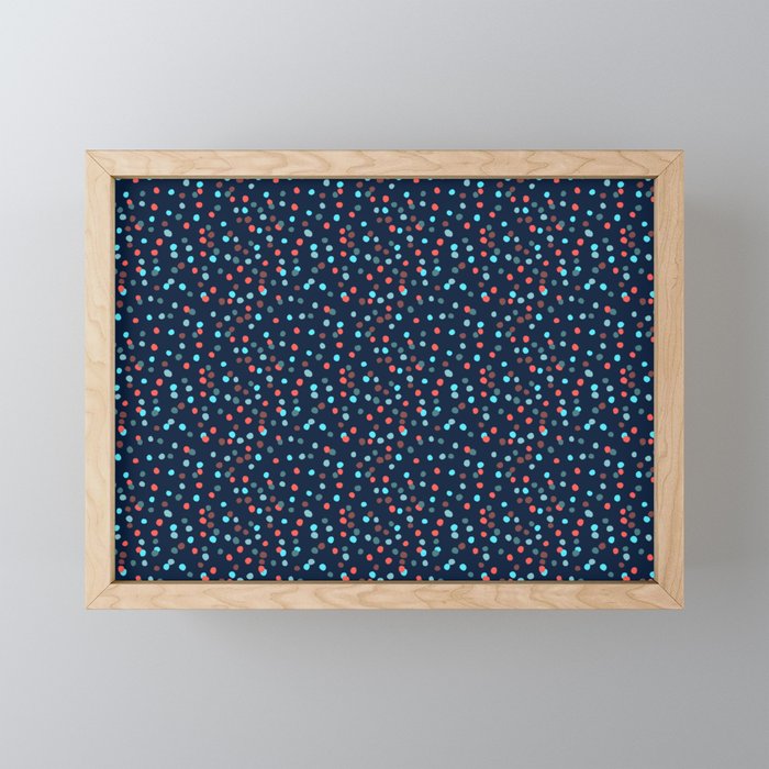 Dots - Deep Blue Framed Mini Art Print
