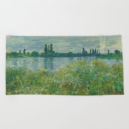 Claude Monet,Banks of the Seine, Vétheuil Beach Towel