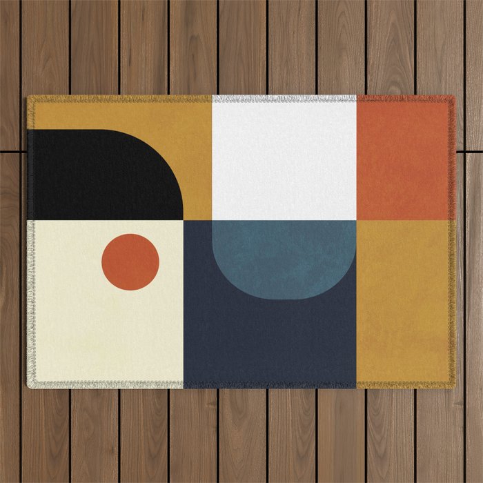 mid century abstract shapes fall winter 4 Outdoor Rug