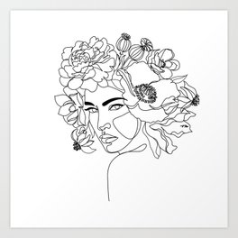 Flower Head Line Art Print