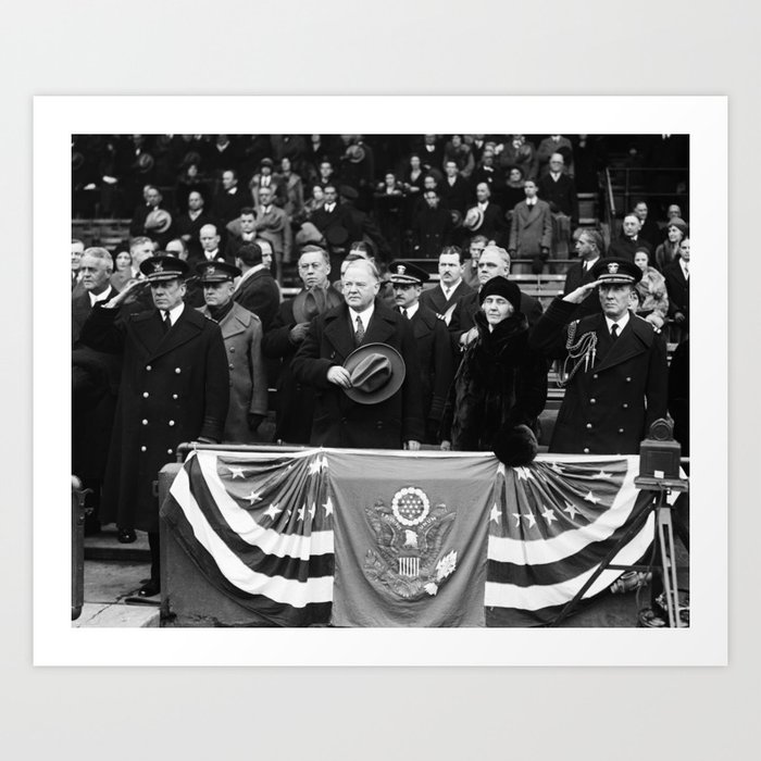 President Hoover and First Lady Lou Henry Hoover At Football Game - 1930 Art Print