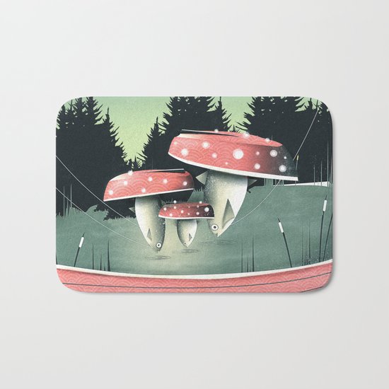 Fishing for Mushrooms Bath Mat