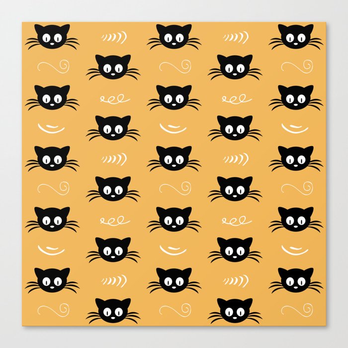 Cute black cat pattern Canvas Print