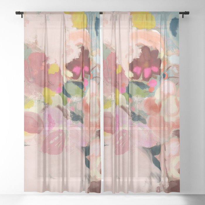 breakfast in my garden abstract art Sheer Curtain