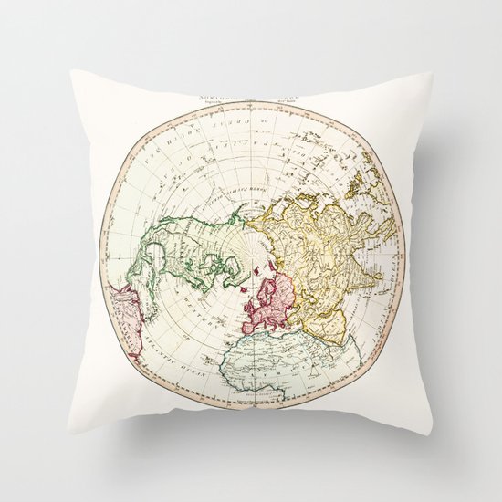 Northern Hemisphere- reproduction of William Faden's 1790 engraving Throw Pillow