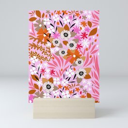 Maximalist Boho Floral Pattern 5. Earthy pink & orange Mini Art Print