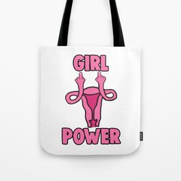 Girl Power Fallopian Flip Off Feminist Tote Bag