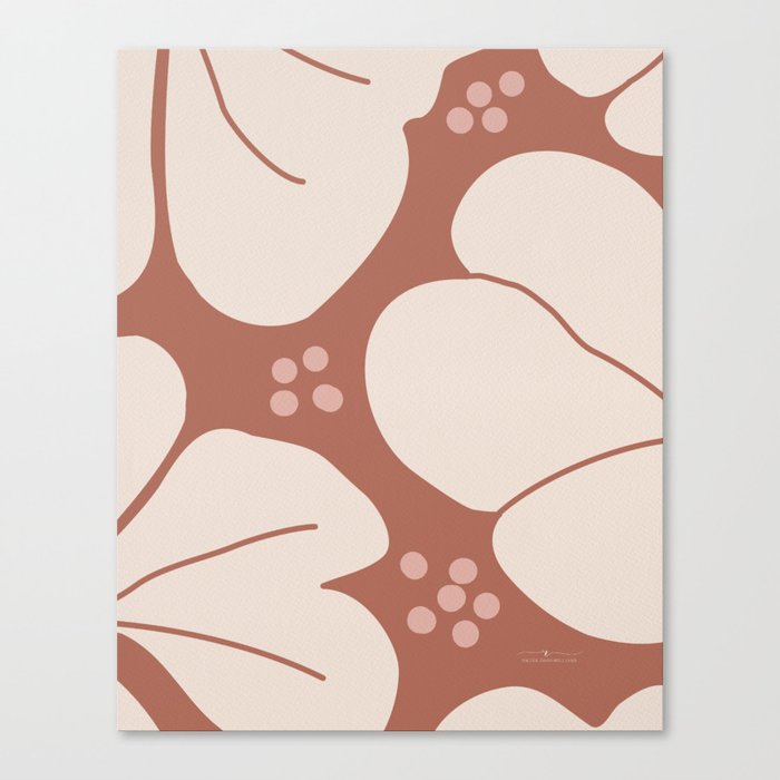 Wildflower Leaves Macro on Medium Brown Canvas Print