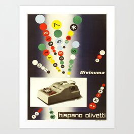 retro poster divisuma hispano olivetti Art Print | Ecrire, Schweiz, Retro, Hispano, Switzerland, Placard, Olivetti, Graphicdesign, Digital, Svizerra 