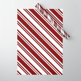 [ Thumbnail: White & Maroon Colored Lined/Striped Pattern Wrapping Paper ]