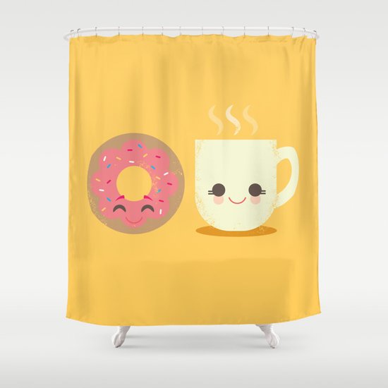 Coffee and Donut Buds Shower Curtain