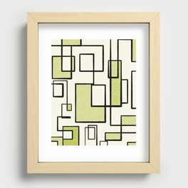 Piet Composition in Retro Avocado Sage Light Green - Mid-Century Modern Minimalist Geometric Abstract Recessed Framed Print