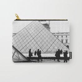 Rainy Day at The Louvre Carry-All Pouch | Rainy, Black And White, Parisians, Grain, Museum, France, Photo, Paris, Louvre, Serene 