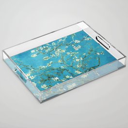 Vincent van Gogh Blossoming Almond Tree (Almond Blossoms) Light Blue Acrylic Tray