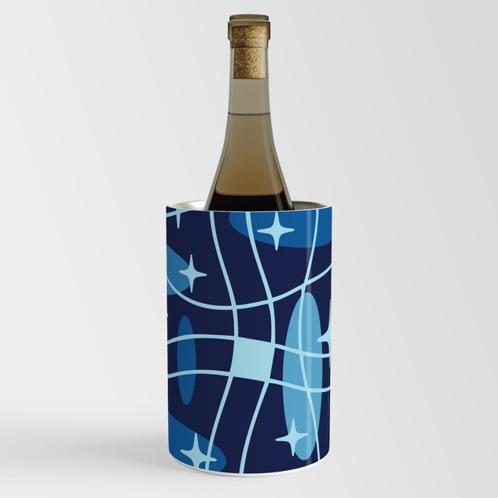 Mid Century Modern Cosmic Surfer 324 Blue Wine Chiller