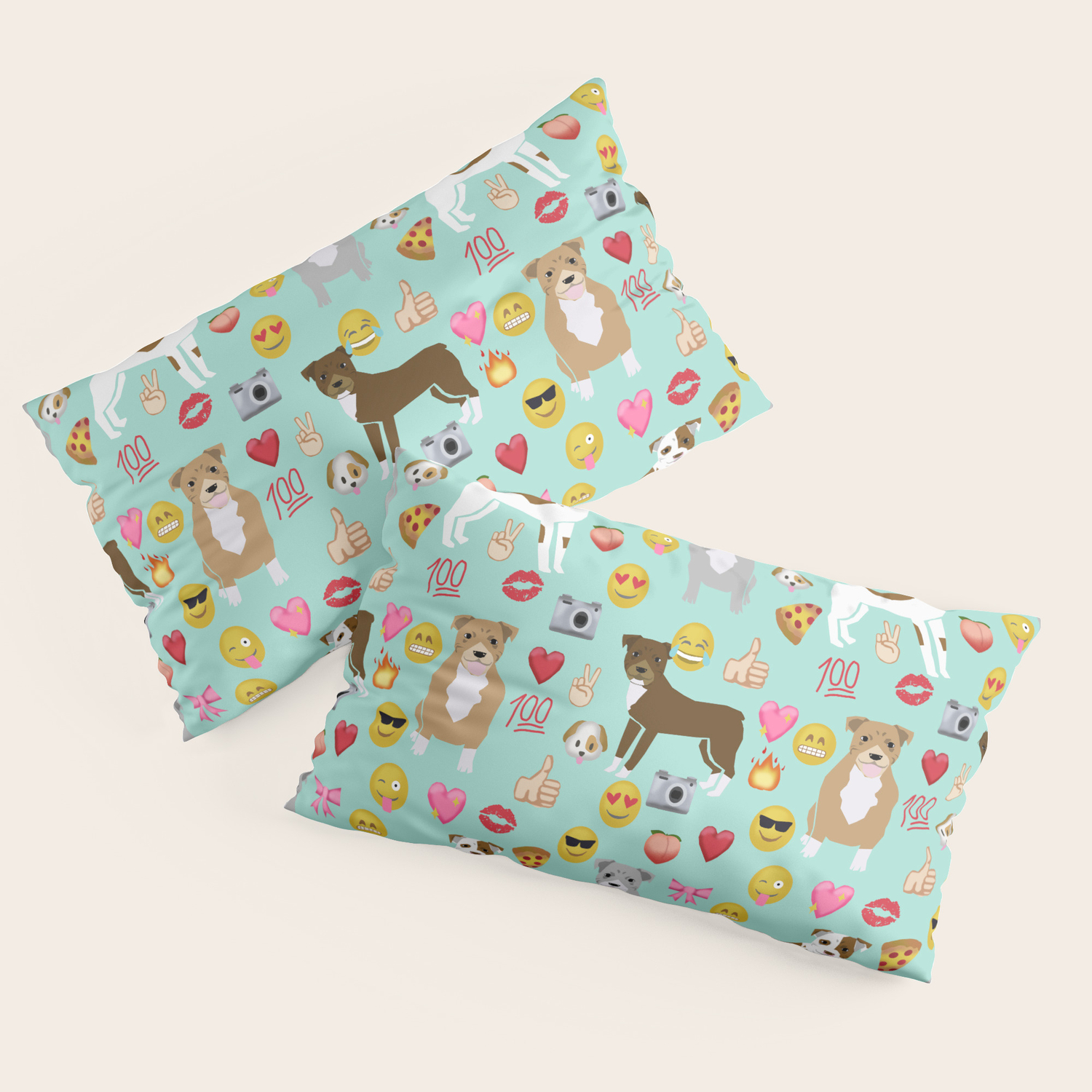pitbull emoji dog breed pattern pillow sham by pibbleparty