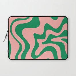 Liquid Swirl Retro Abstract Pattern in Pink and Bright Green Laptop Sleeve