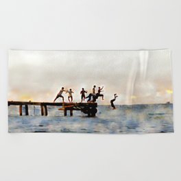 Summer playtime at the dock Beach Towel