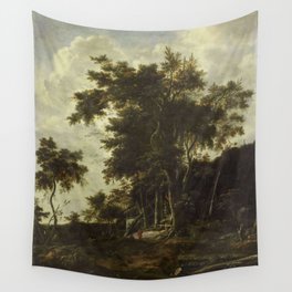 Forest landscape with a woodsman's shed, Roelant Roghman, 1650 - 1692 Wall Tapestry