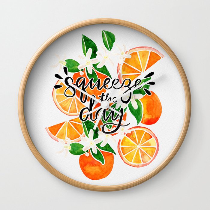 Squeeze the Day - Oranges Wall Clock
