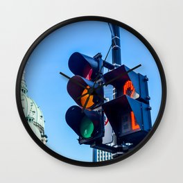 Orange color on the traffic light in Montreal Wall Clock