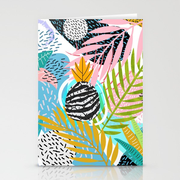 abstract palm leaves Stationery Cards