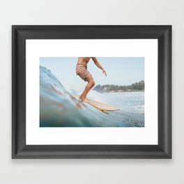 Surfer trims down a wave | Sri Lanka | Tropics | watershot Framed Art Print