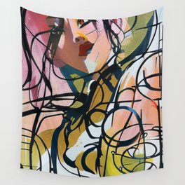 Abstract Woman with a Tangle of Lines Swirling Wall Tapestry