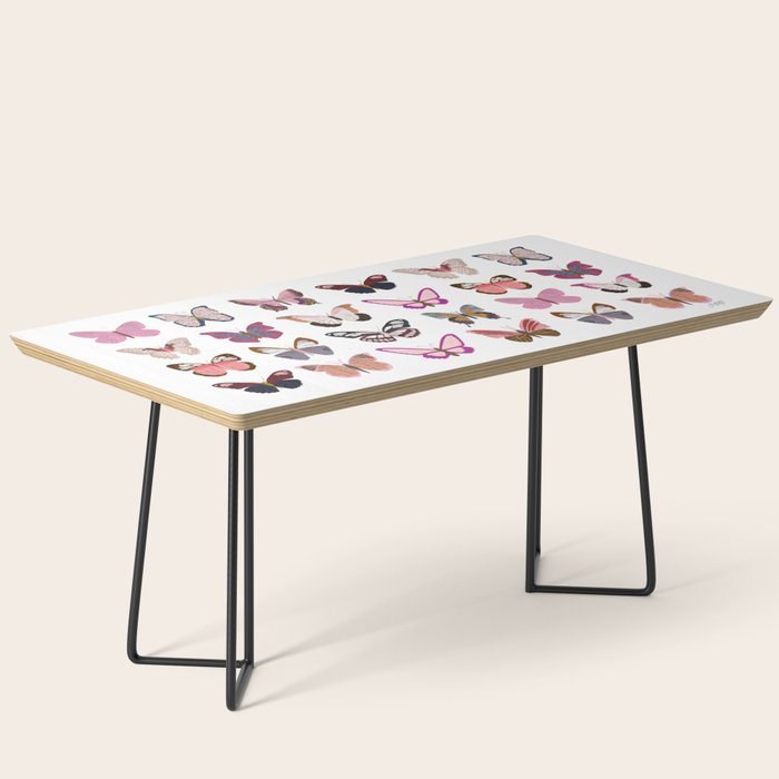 Pink Butterflies Coffee Table by Lindsey Kay Co | Society6
