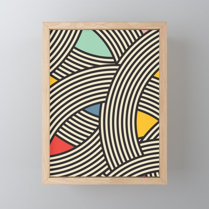 Modern Scandinavian Multi Colour Color Curve Graphic Framed Mini Art Print