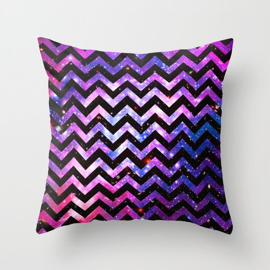 Girly Chevron Pattern Cute Pink Teal Nebula Galaxy Throw Pillow by Girly Trend Society6