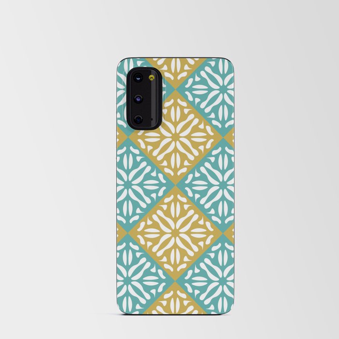 Porto Tiles Inspired Pattern Light Petroleium and Mustard Android Card Case