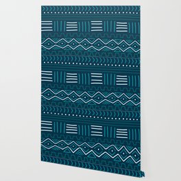 Mudcloth on Teal Wallpaper