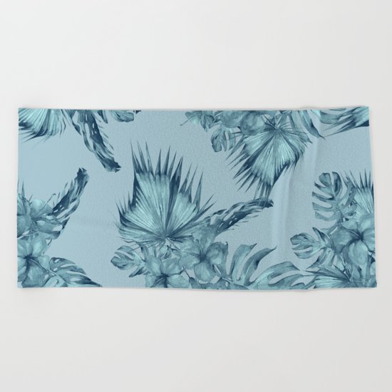 Hawaiian Blue Teal Island Pattern Beach Towel