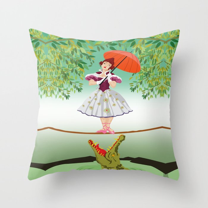 The Umbella girl With crocodile Throw Pillow