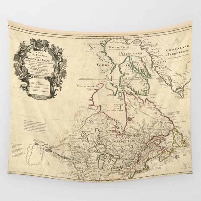 Map of Canada (circa 1718) Wall Tapestry by The Arts  Society6